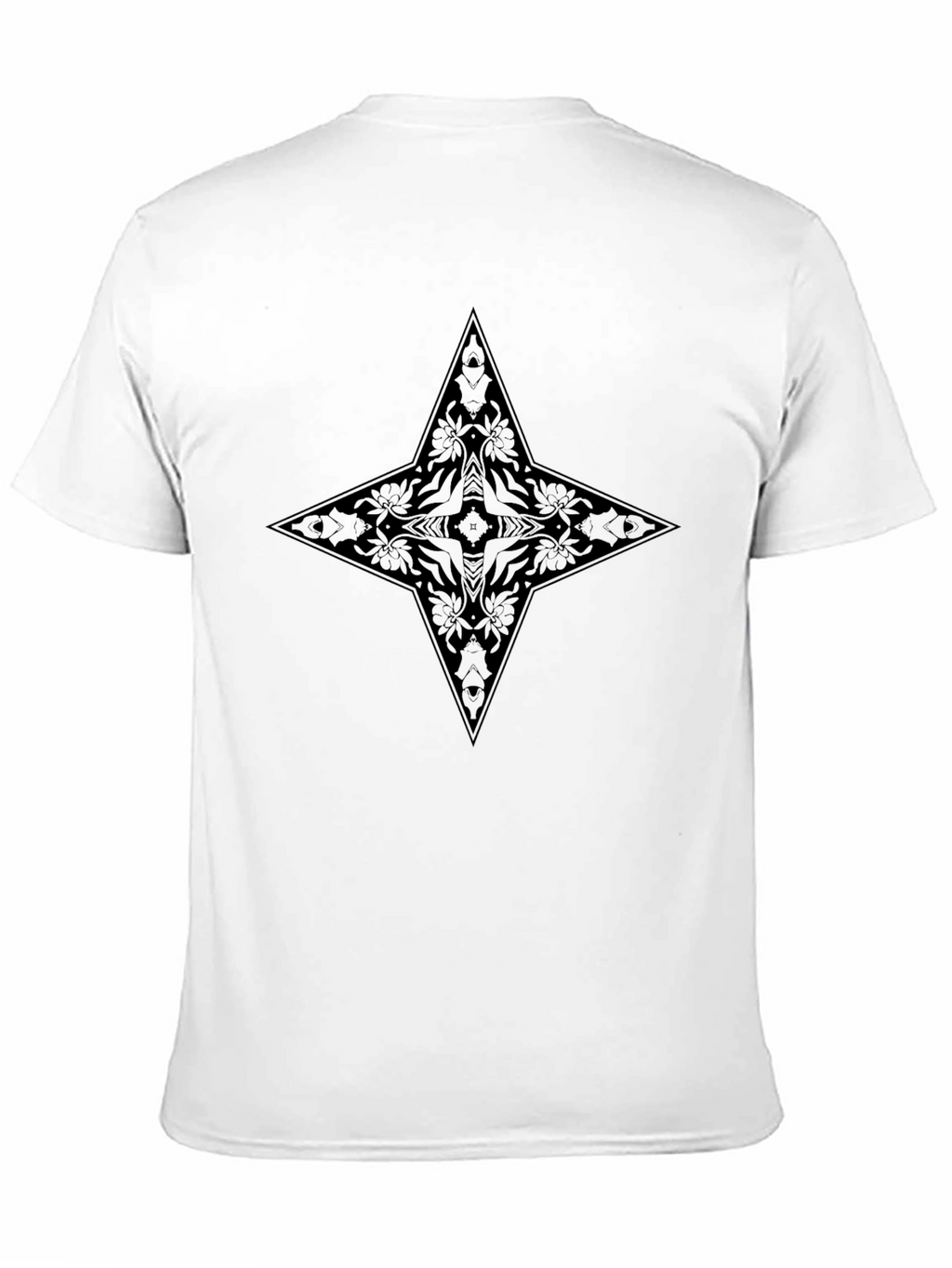 Black Floral Star Graphic Tee - Modern Style