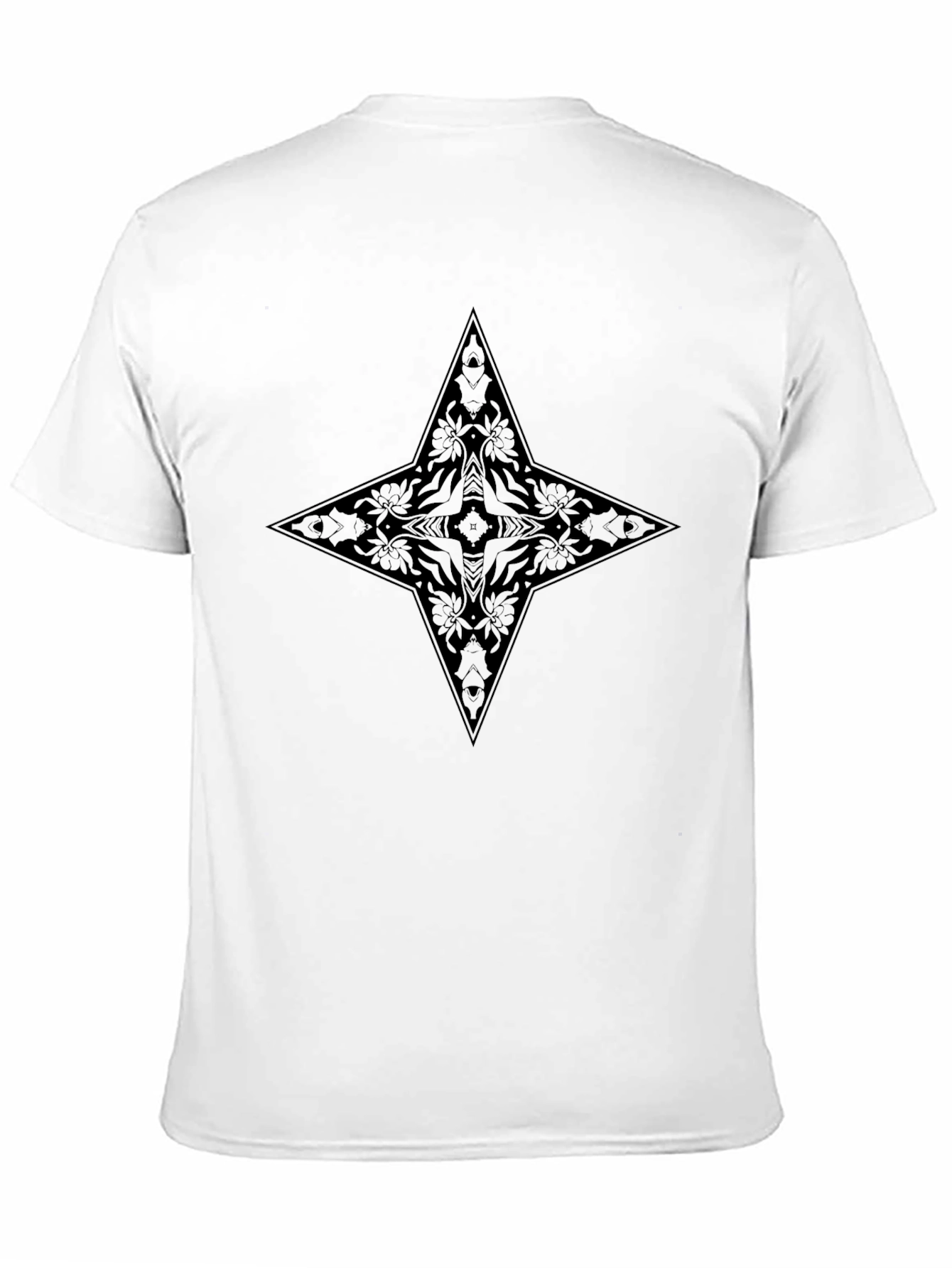 Black Floral Star Graphic Tee - Modern Style