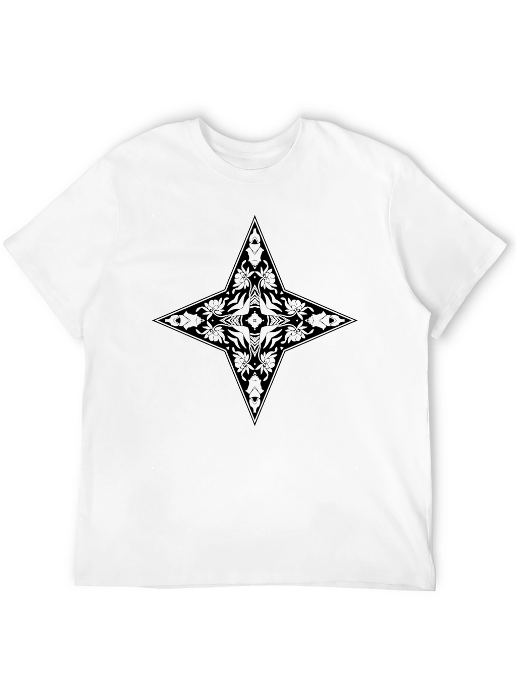 Black Floral Star Graphic Tee - Modern Style