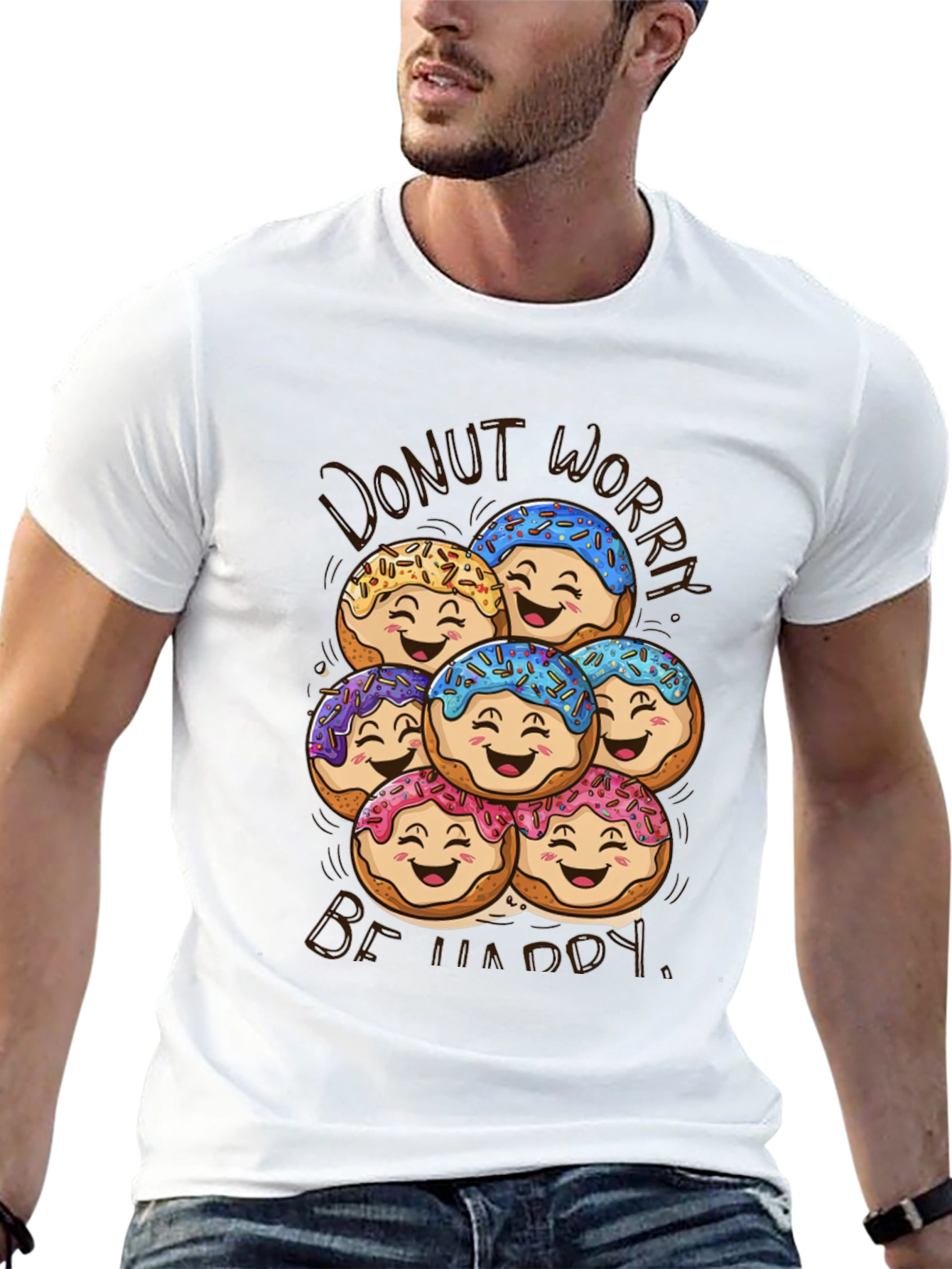 Donut Worry Be Happy Graphic T-Shirt