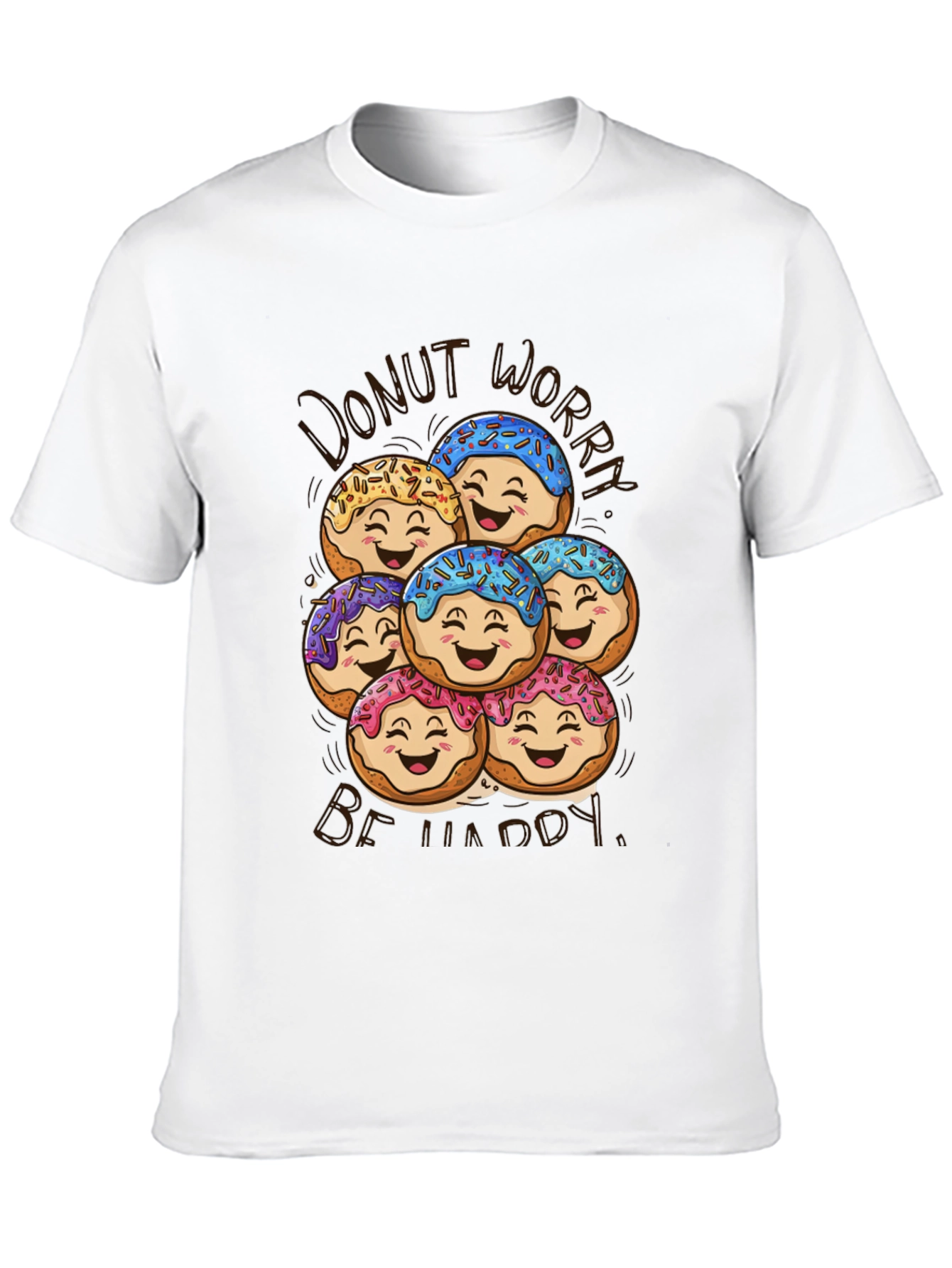 Donut Worry Be Happy Graphic T-Shirt