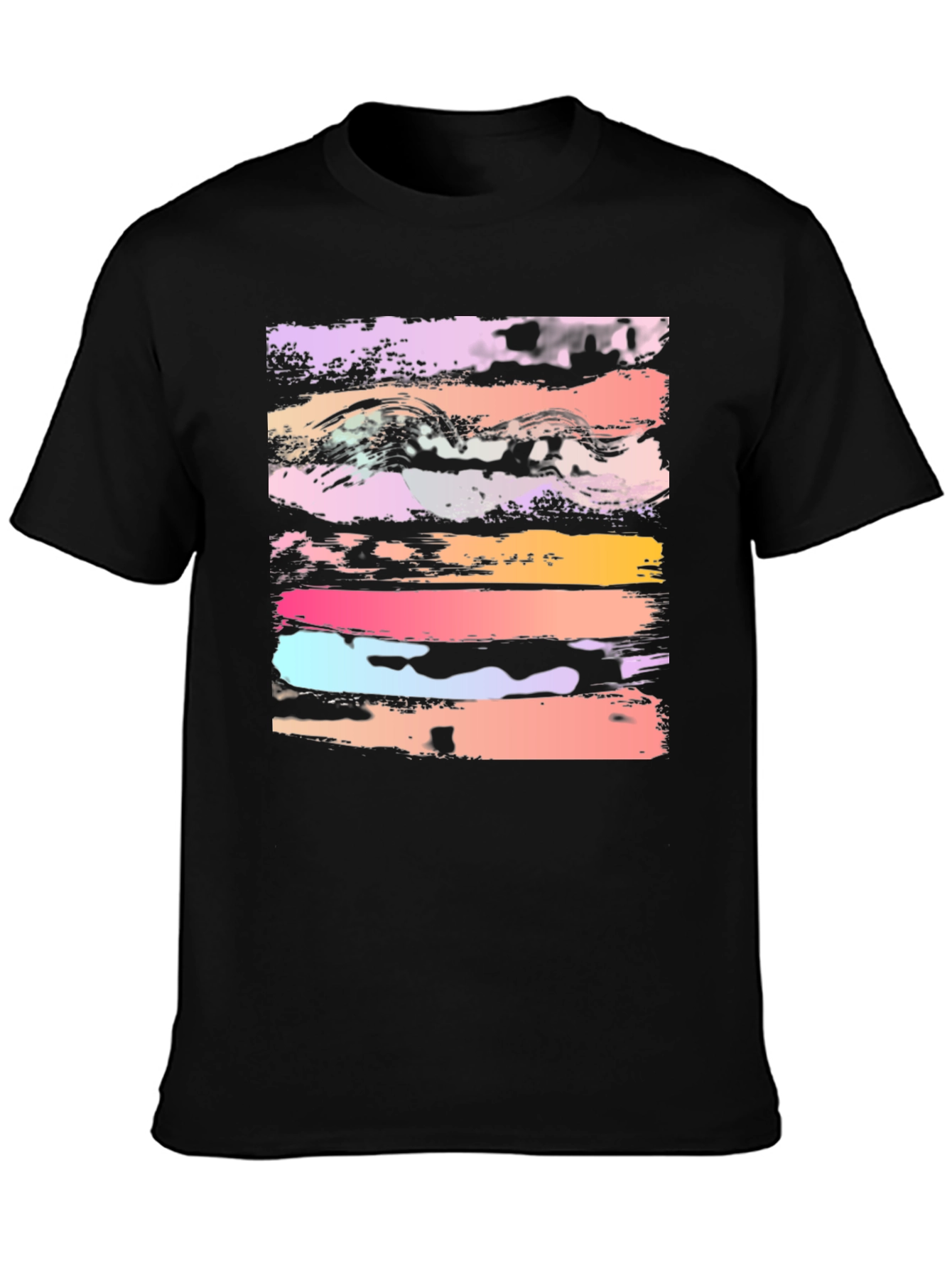 Abstract Brushstroke Graphic Black T-Shirt