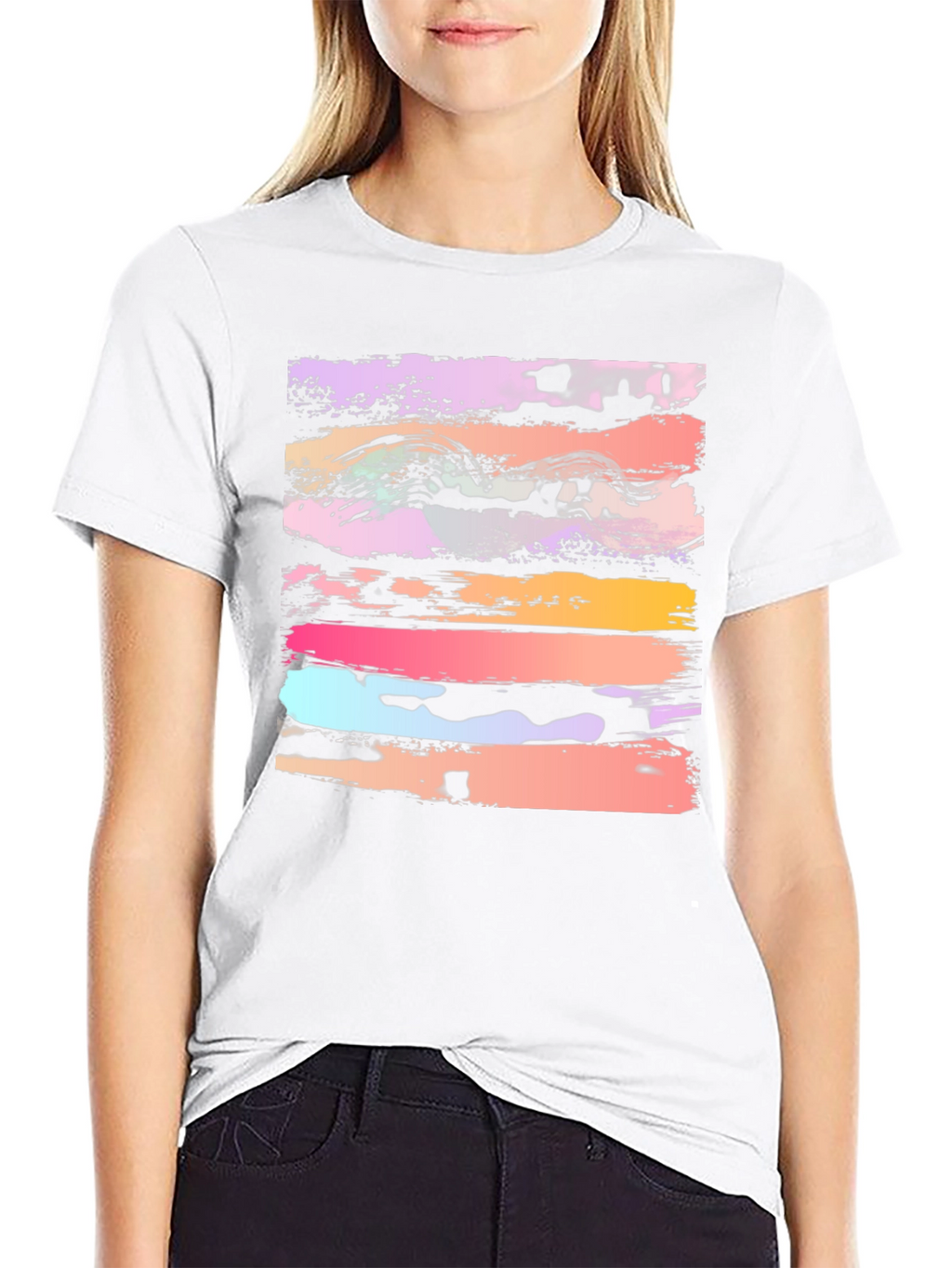Abstract Brushstroke Graphic Black T-Shirt