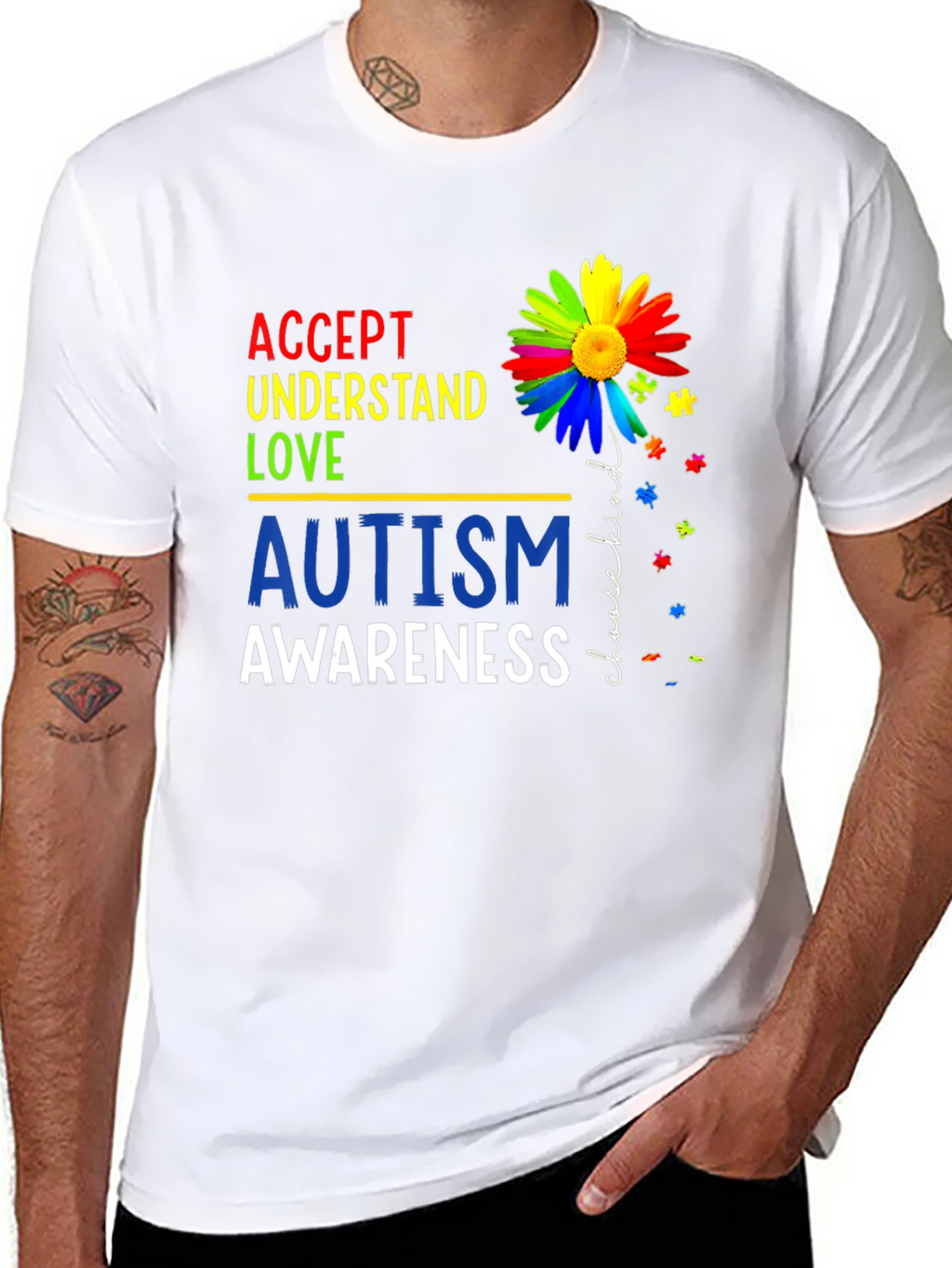 Autism Awareness T-Shirt - Accept Understand Love