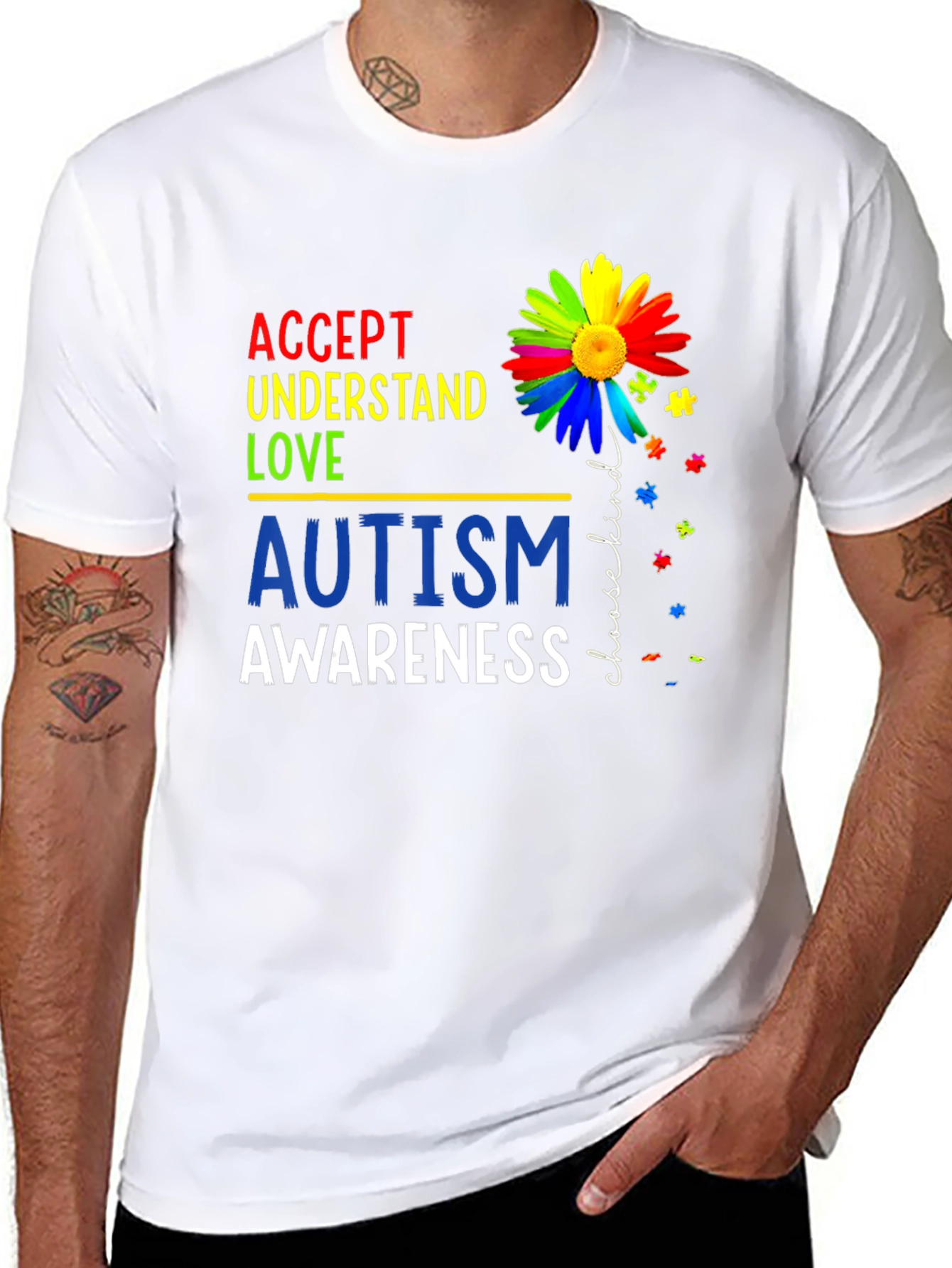 Autism Awareness T-Shirt - Accept Understand Love