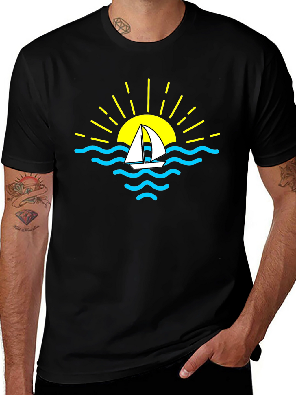 Sailboat Sunset Graphic T-Shirt