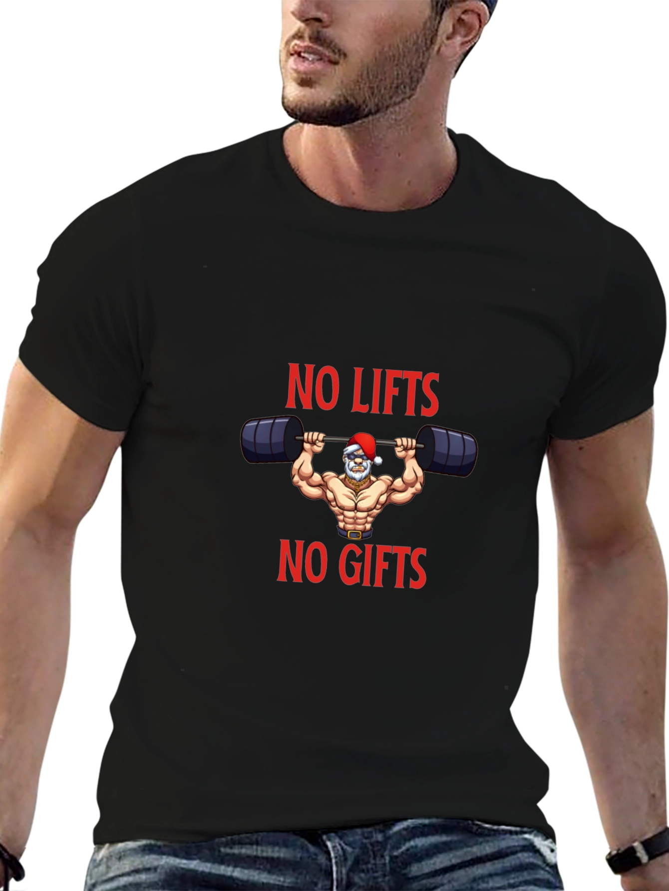 No Lifts No Gifts Santa Gym T-Shirt