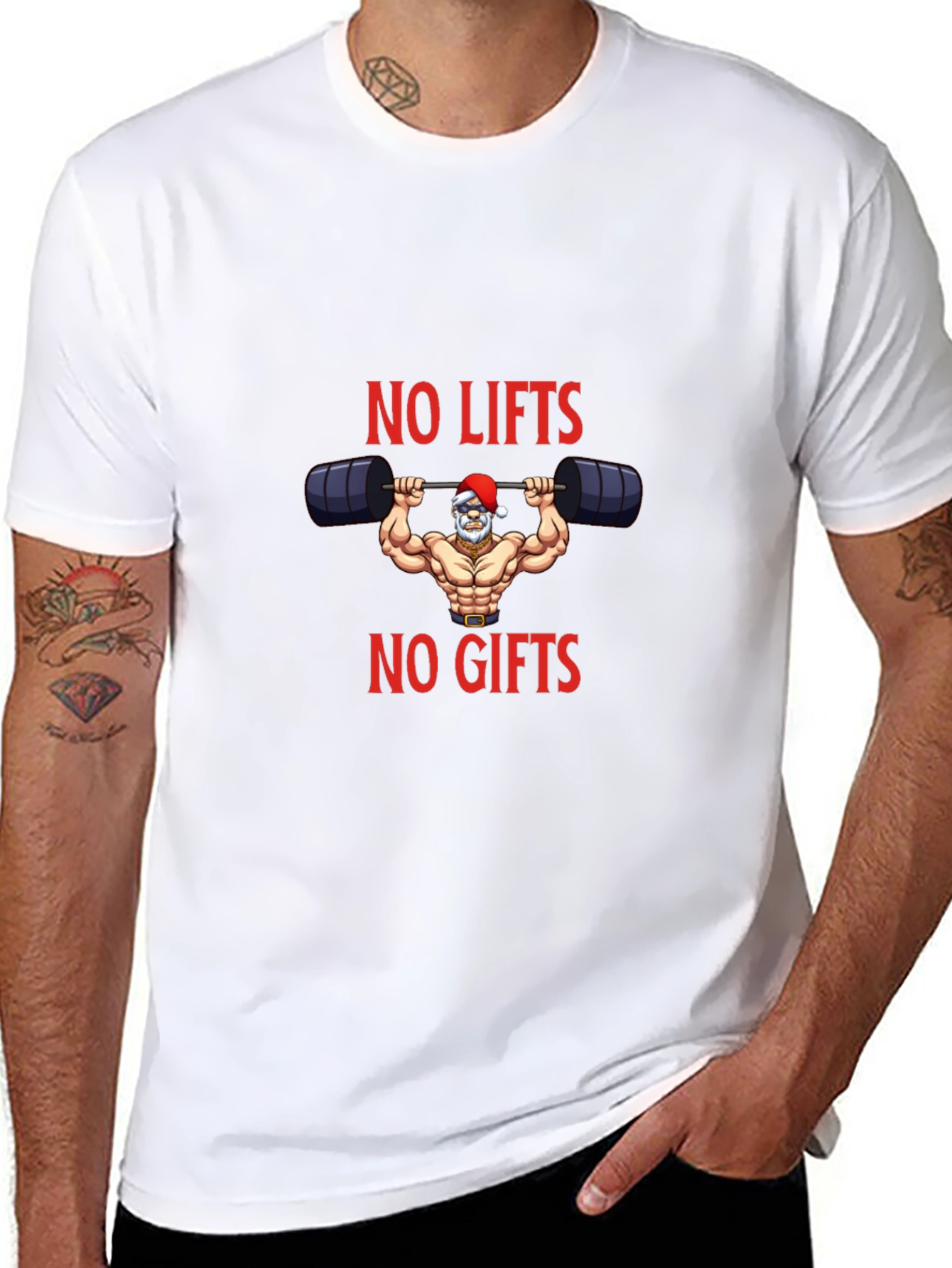No Lifts No Gifts Santa Gym T-Shirt