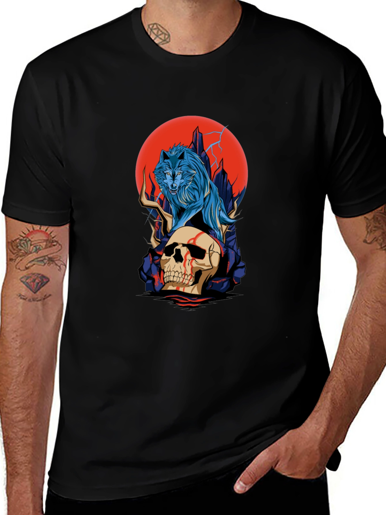 Wolf and Skull Graphic Tee