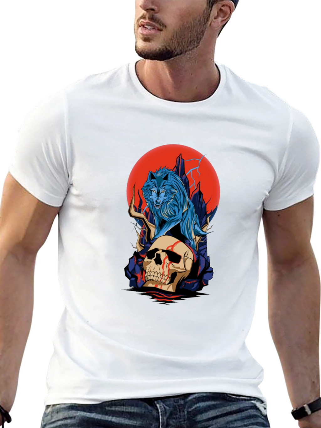 Wolf and Skull Graphic Tee