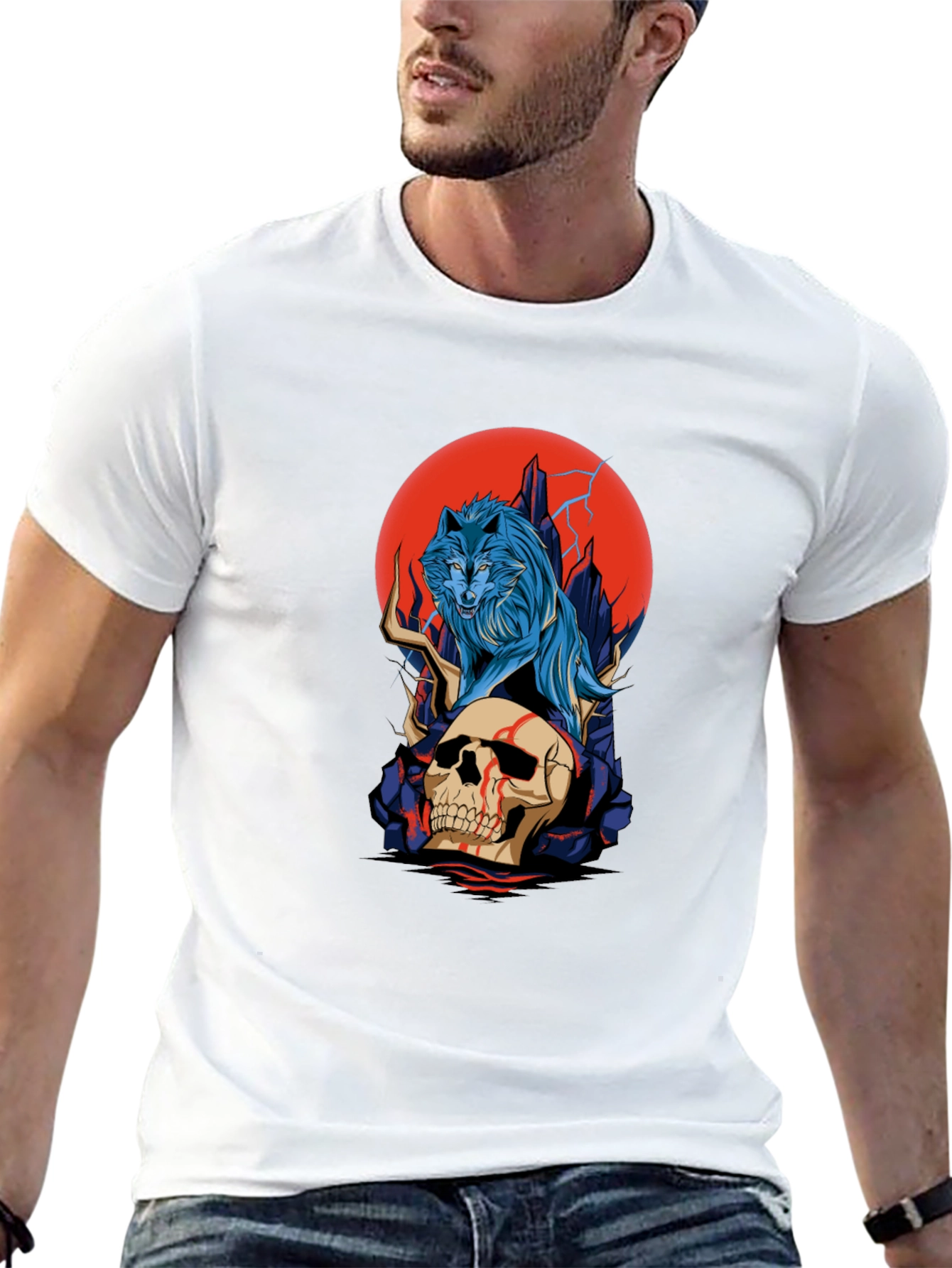 Wolf and Skull Graphic Tee