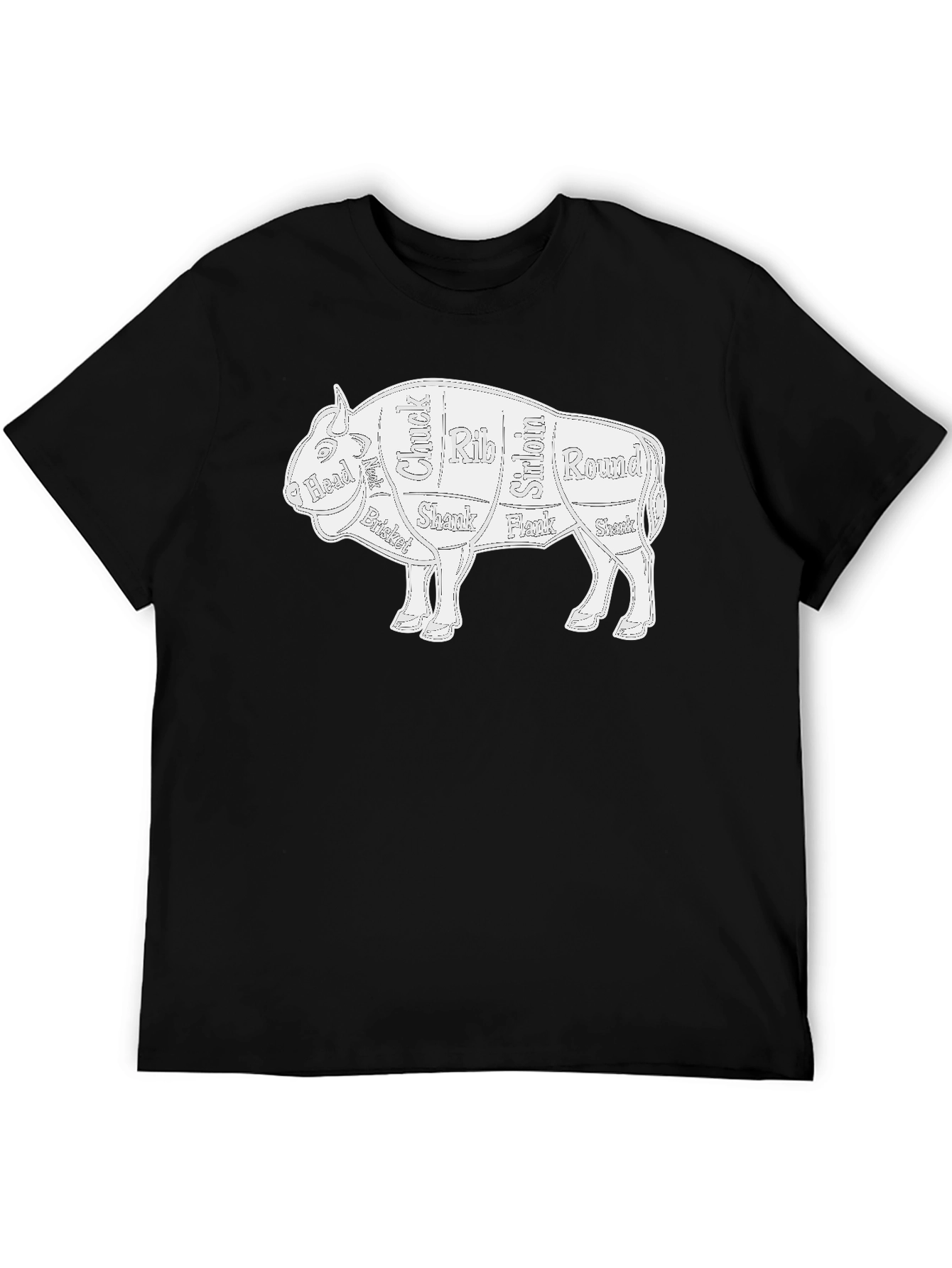 Butcher Cut Bison Graphic Tee - Novelty T-Shirt