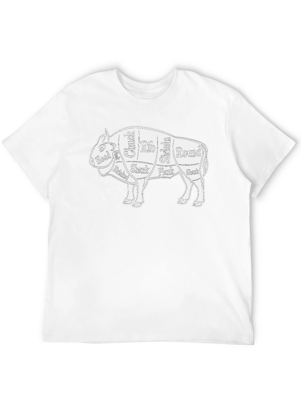 Butcher Cut Bison Graphic Tee - Novelty T-Shirt
