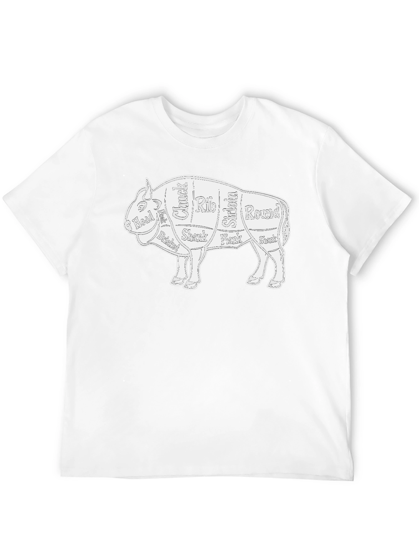 Butcher Cut Bison Graphic Tee - Novelty T-Shirt