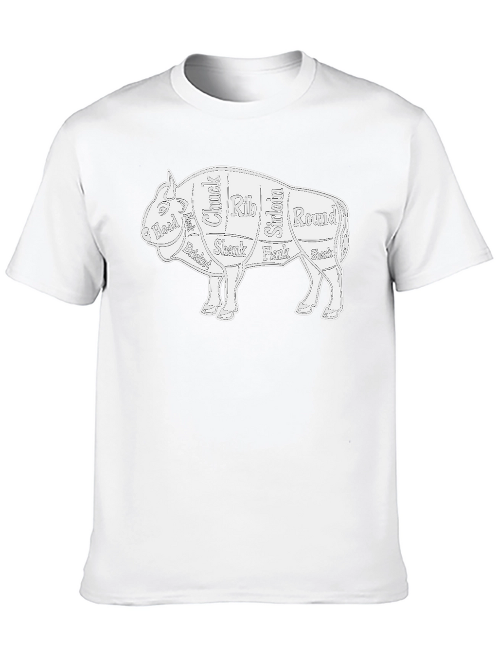 Butcher Cut Bison Graphic Tee - Novelty T-Shirt
