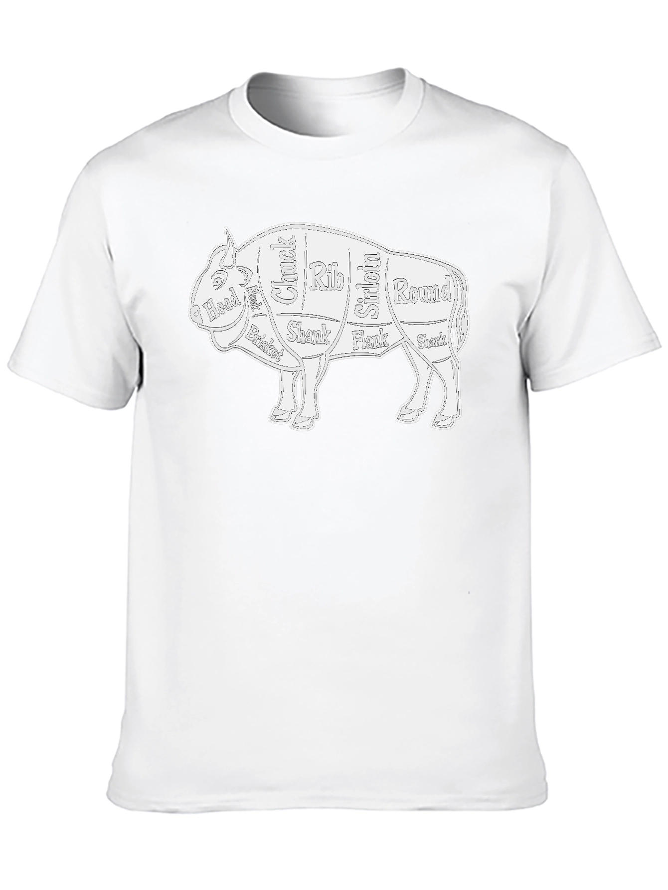 Butcher Cut Bison Graphic Tee - Novelty T-Shirt