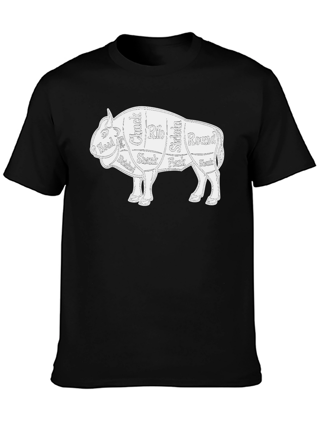Butcher Cut Bison Graphic Tee - Novelty T-Shirt