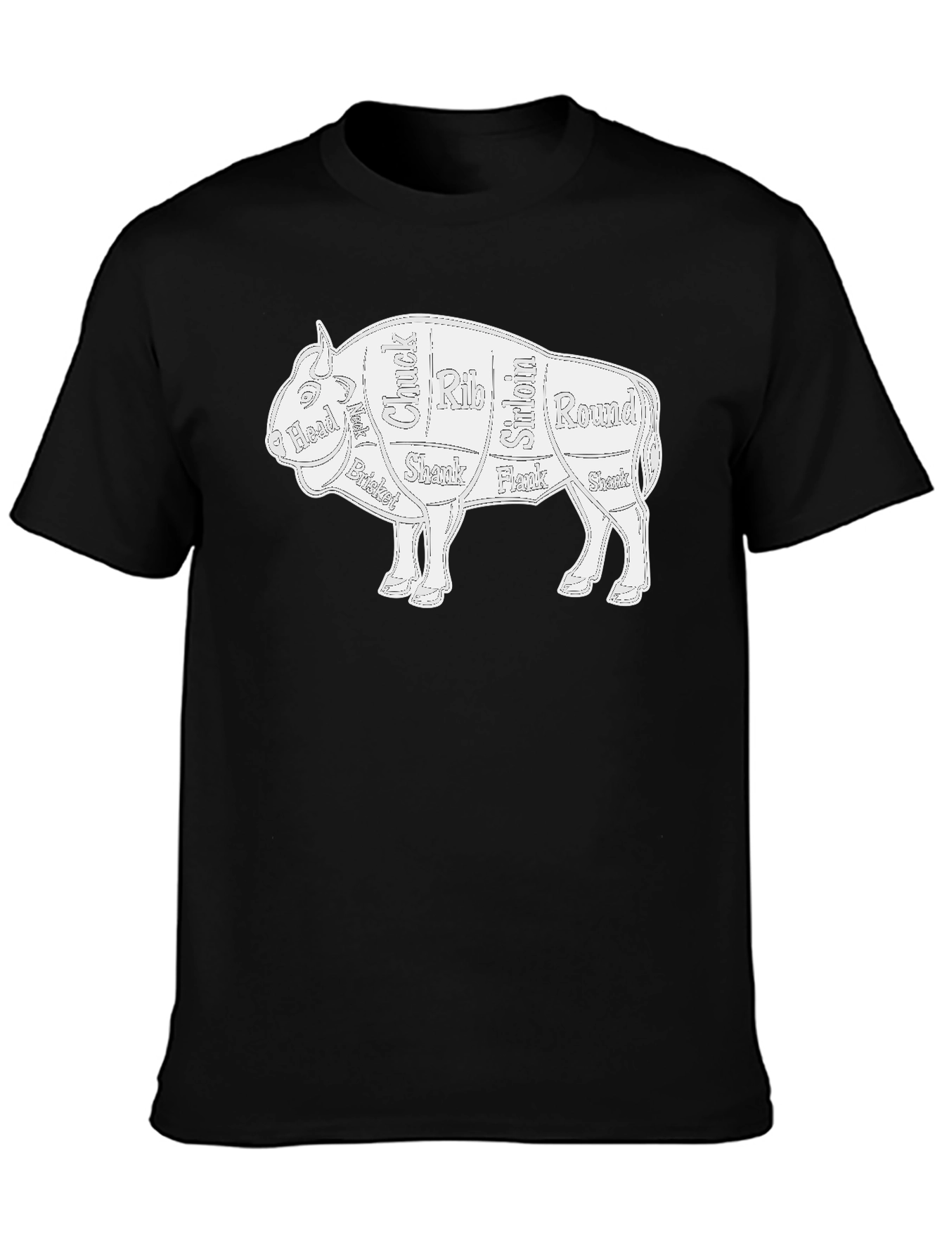 Butcher Cut Bison Graphic Tee - Novelty T-Shirt