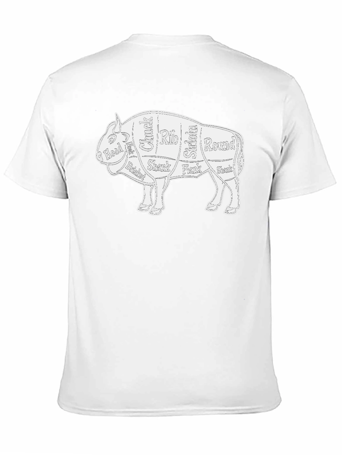 Butcher Cut Bison Graphic Tee - Novelty T-Shirt