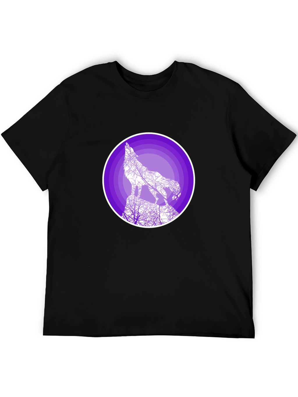 Wolf Silhouette Graphic T-Shirt - Black