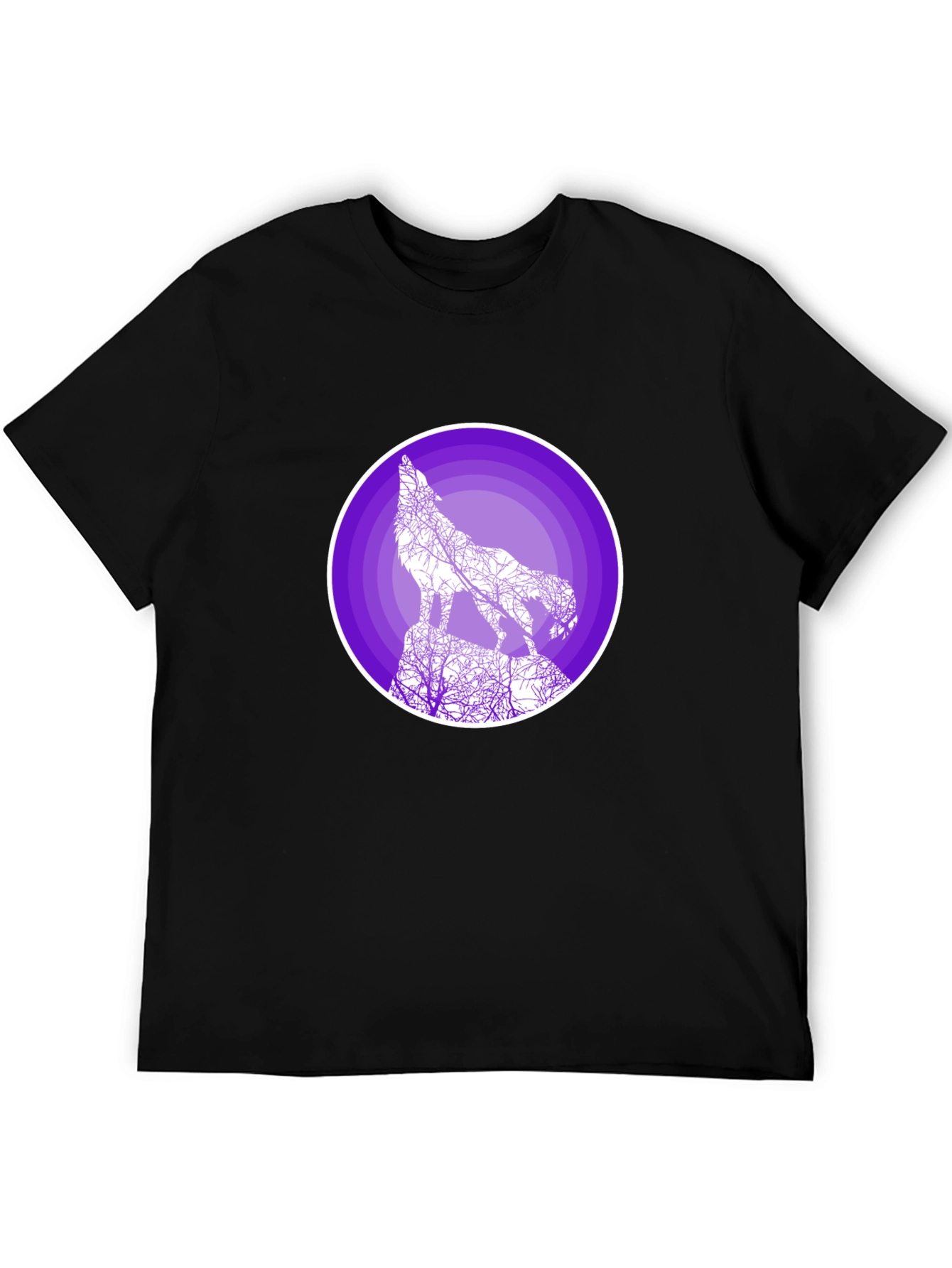 Wolf Silhouette Graphic T-Shirt - Black