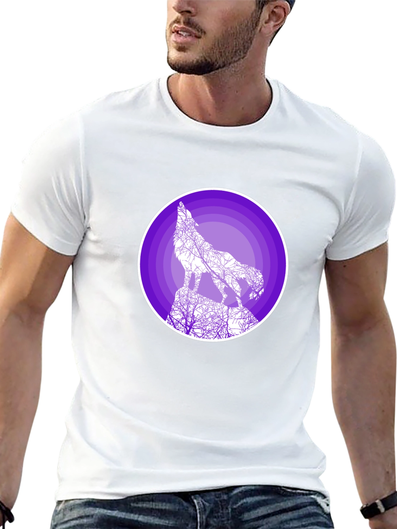 Wolf Silhouette Graphic T-Shirt - Black