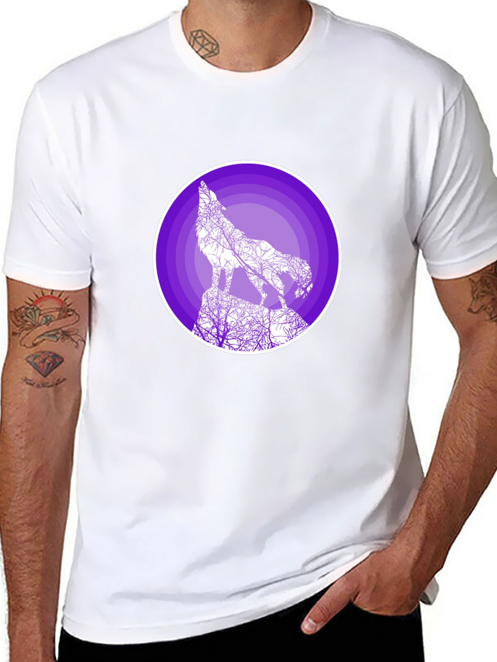 Wolf Silhouette Graphic T-Shirt - Black