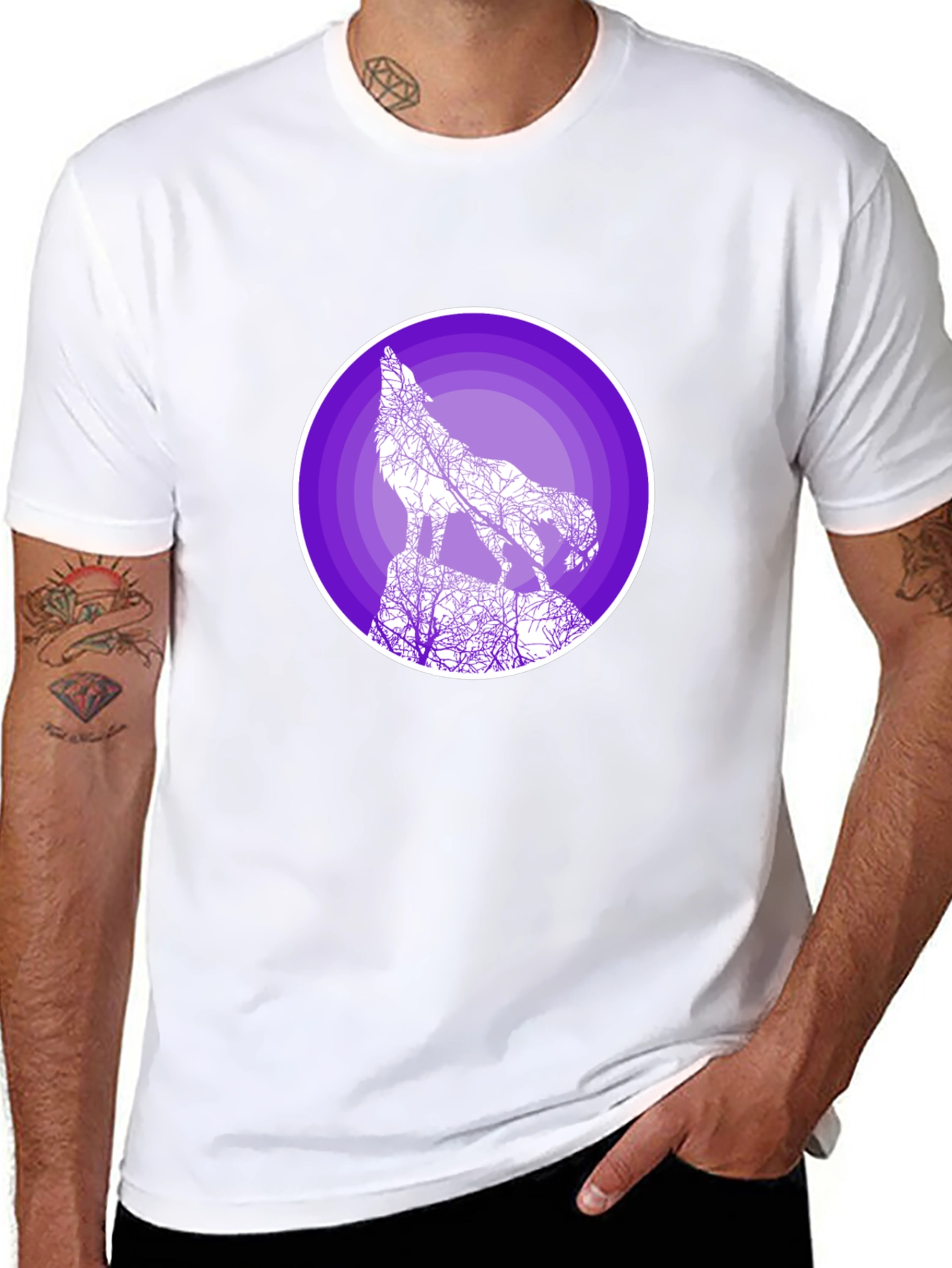 Wolf Silhouette Graphic T-Shirt - Black