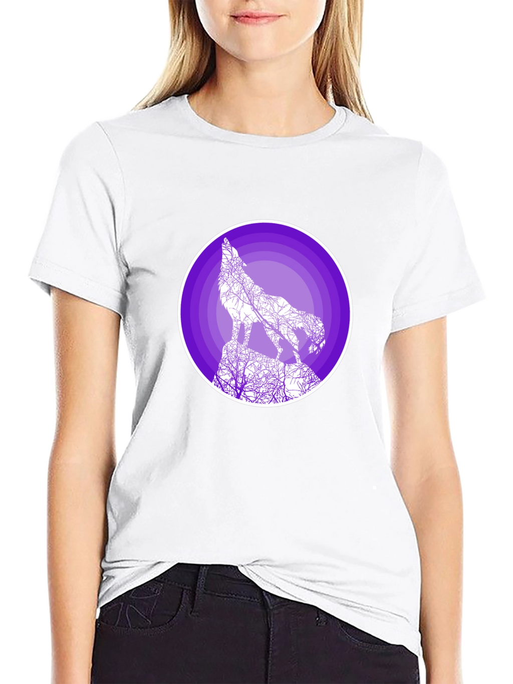 Wolf Silhouette Graphic T-Shirt - Black