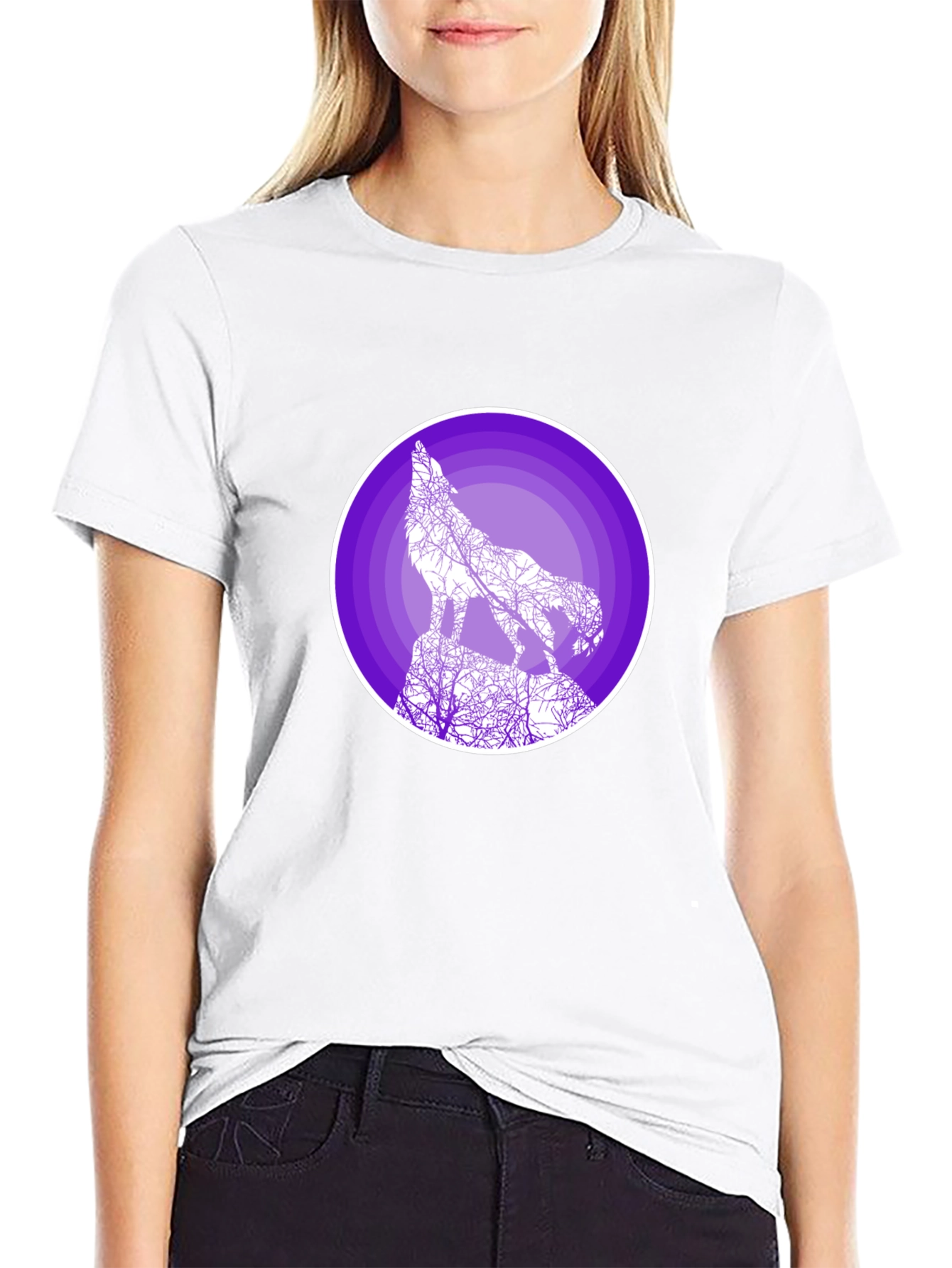 Wolf Silhouette Graphic T-Shirt - Black