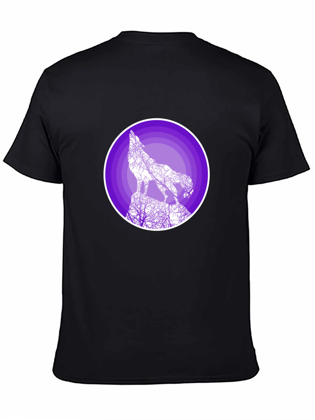 Wolf Silhouette Graphic T-Shirt - Black