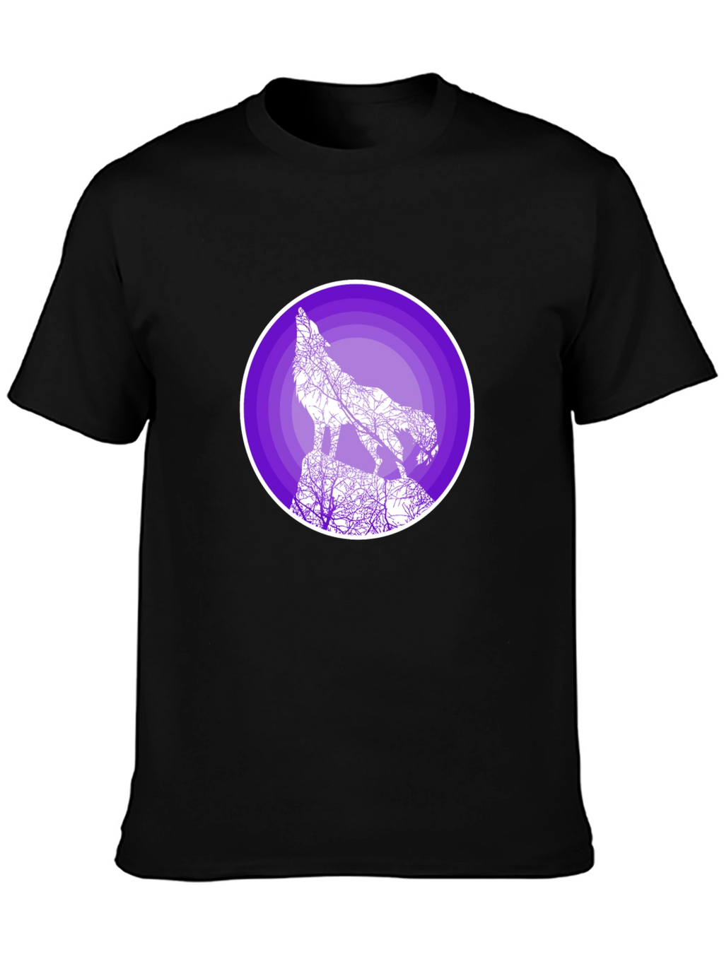 Wolf Silhouette Graphic T-Shirt - Black