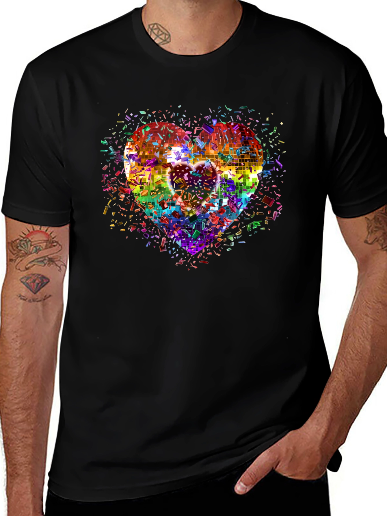 Rainbow Heart Disco T-Shirt