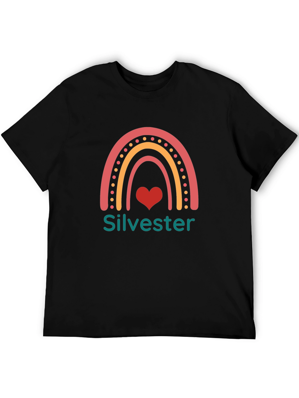 Silvester Rainbow Heart Black T-Shirt