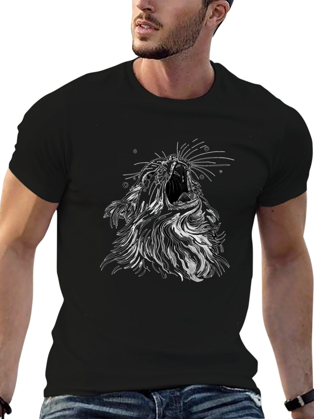 Roaring Lion Graphic T-Shirt - Mens Black Tee