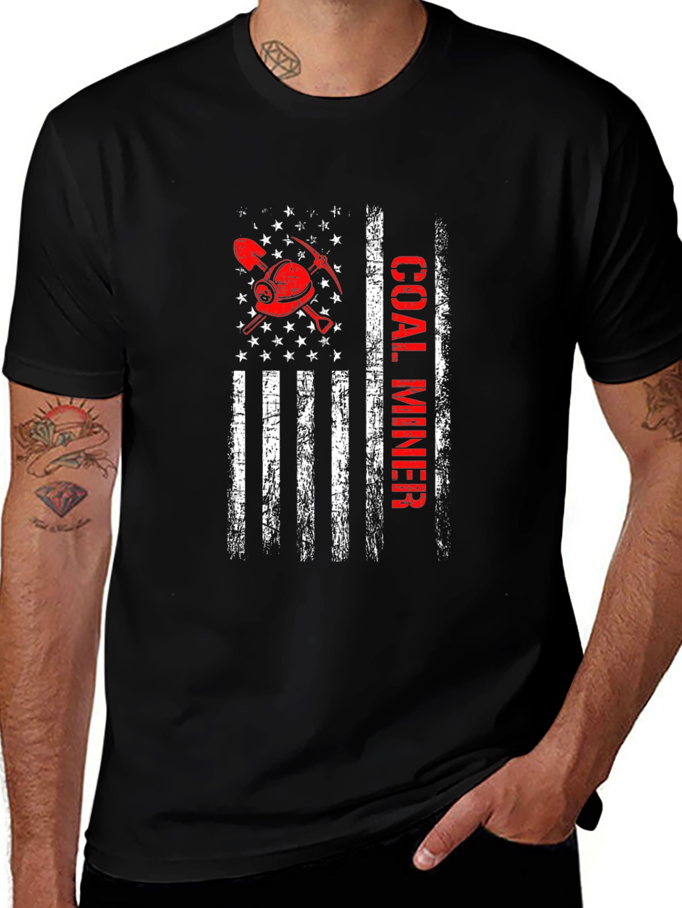 Coal Miner American Flag Graphic Tee