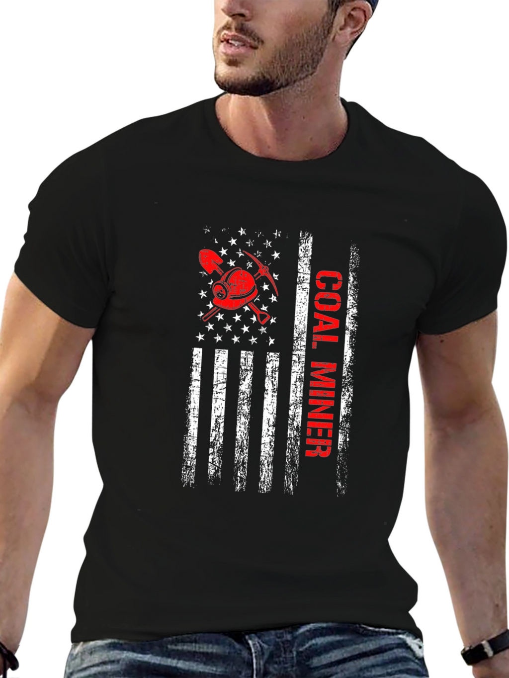 Coal Miner American Flag Graphic Tee