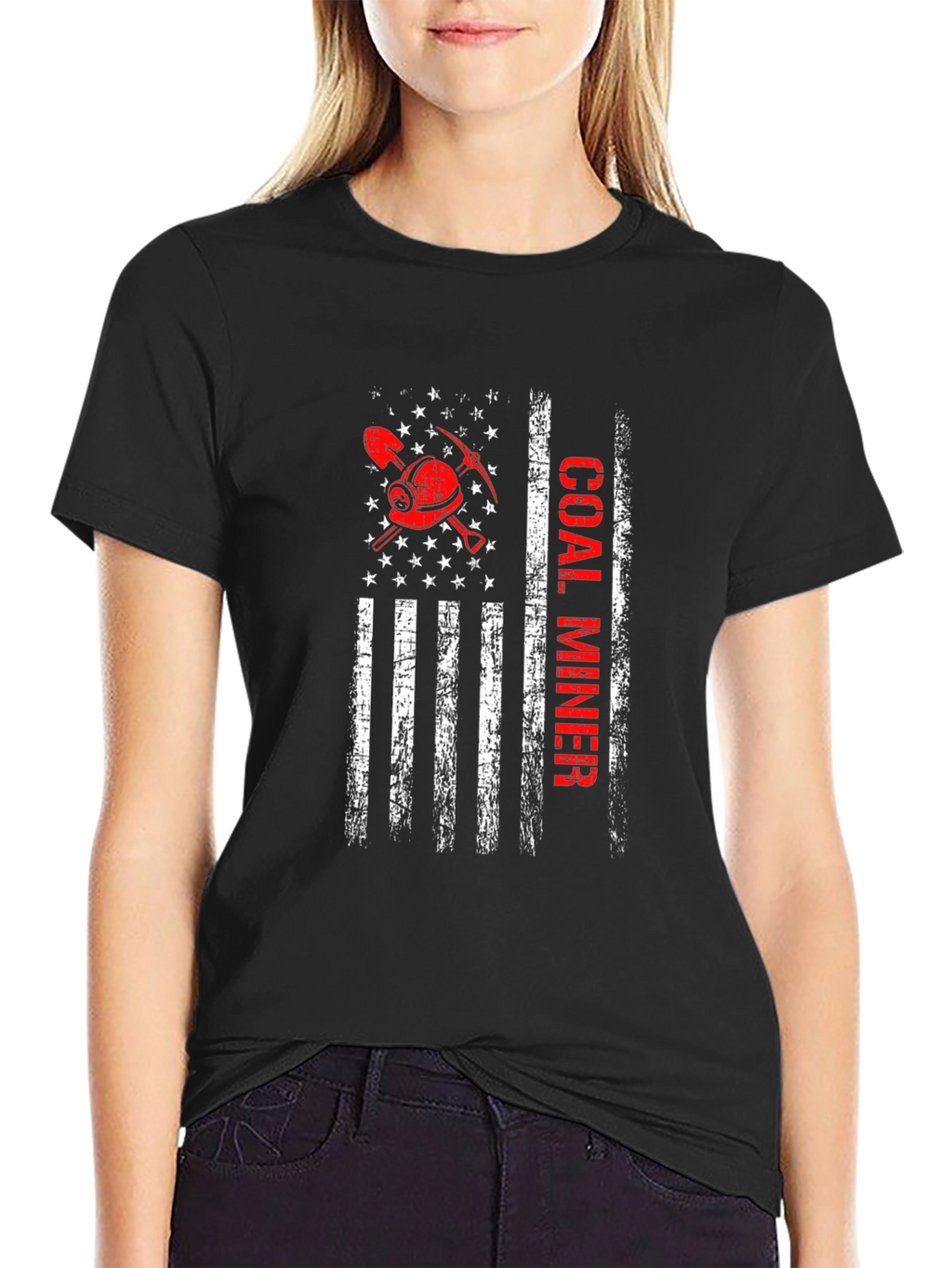 Coal Miner American Flag Graphic Tee