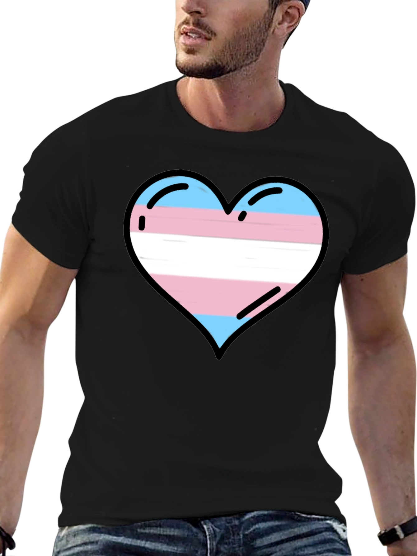 Transgender Pride Heart T-Shirt - Black