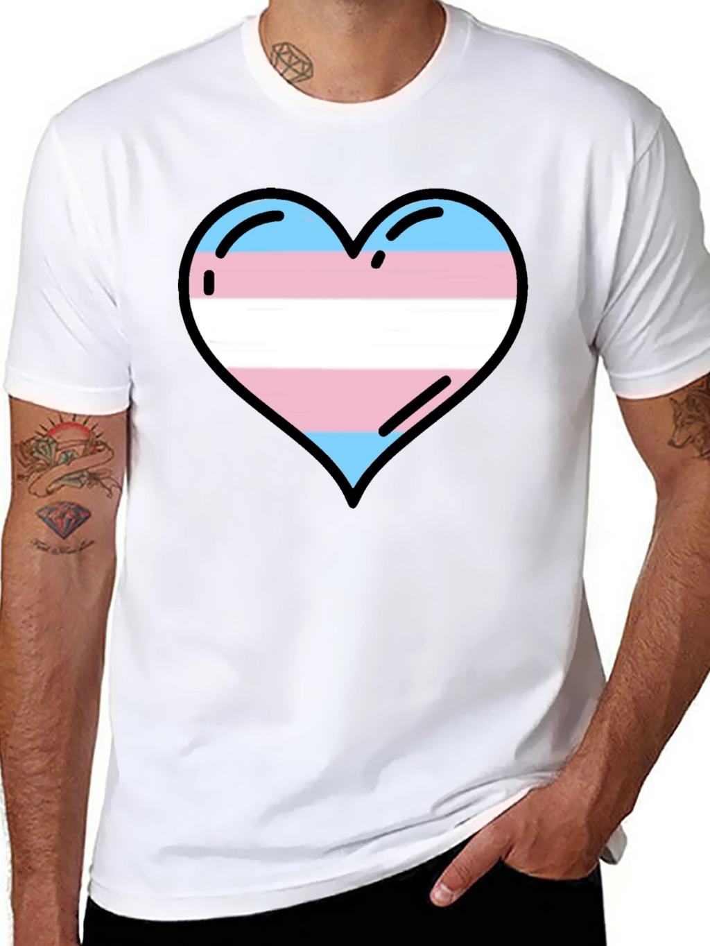 Transgender Pride Heart T-Shirt - Black