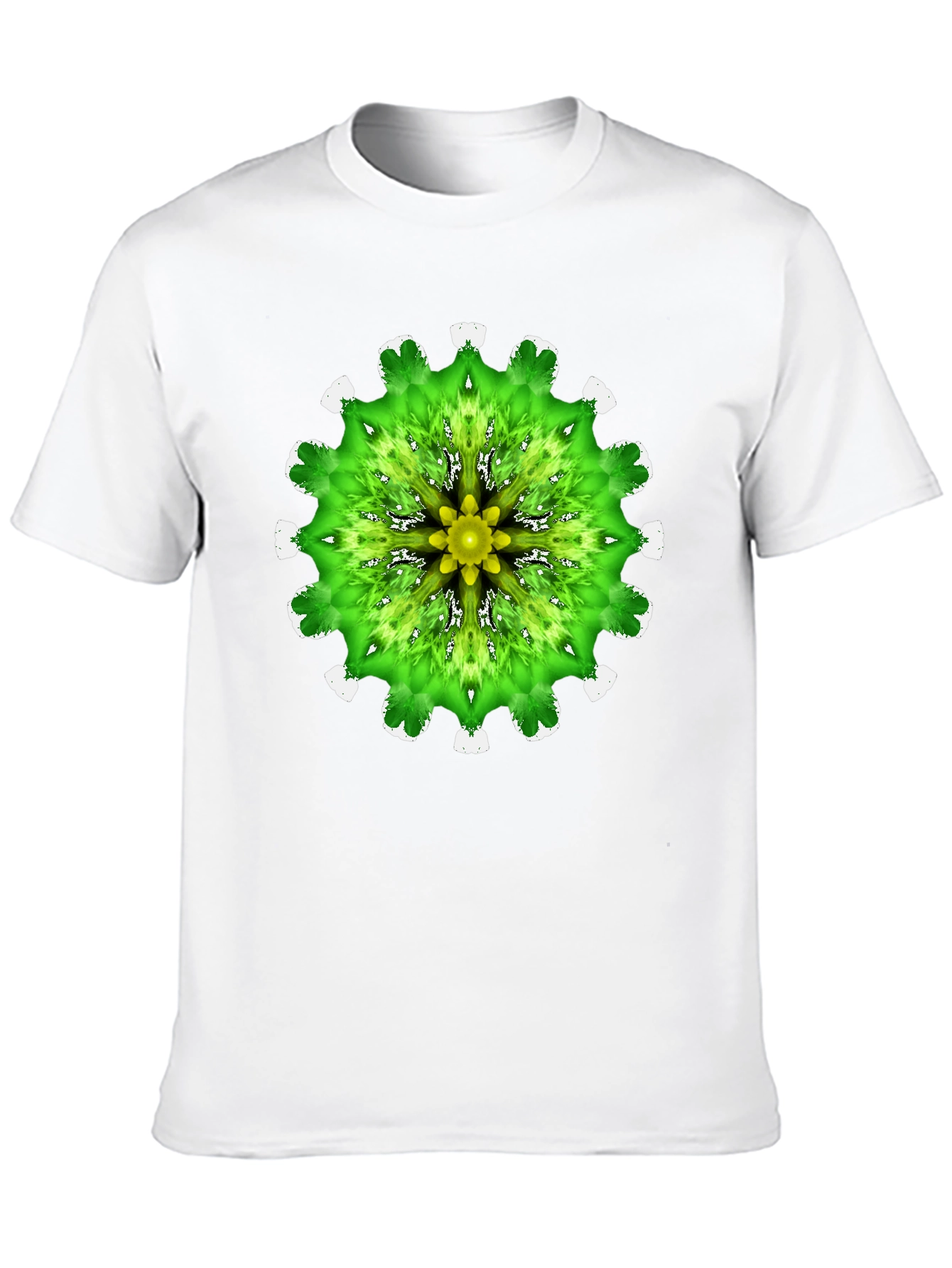 Green Mandala Graphic Black T-Shirt
