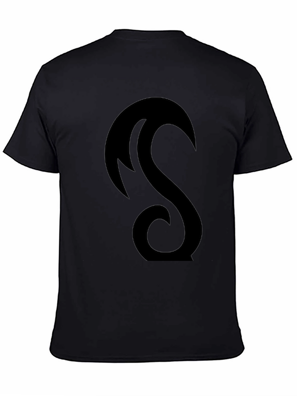 Black Tee with Abstract Crescent Design