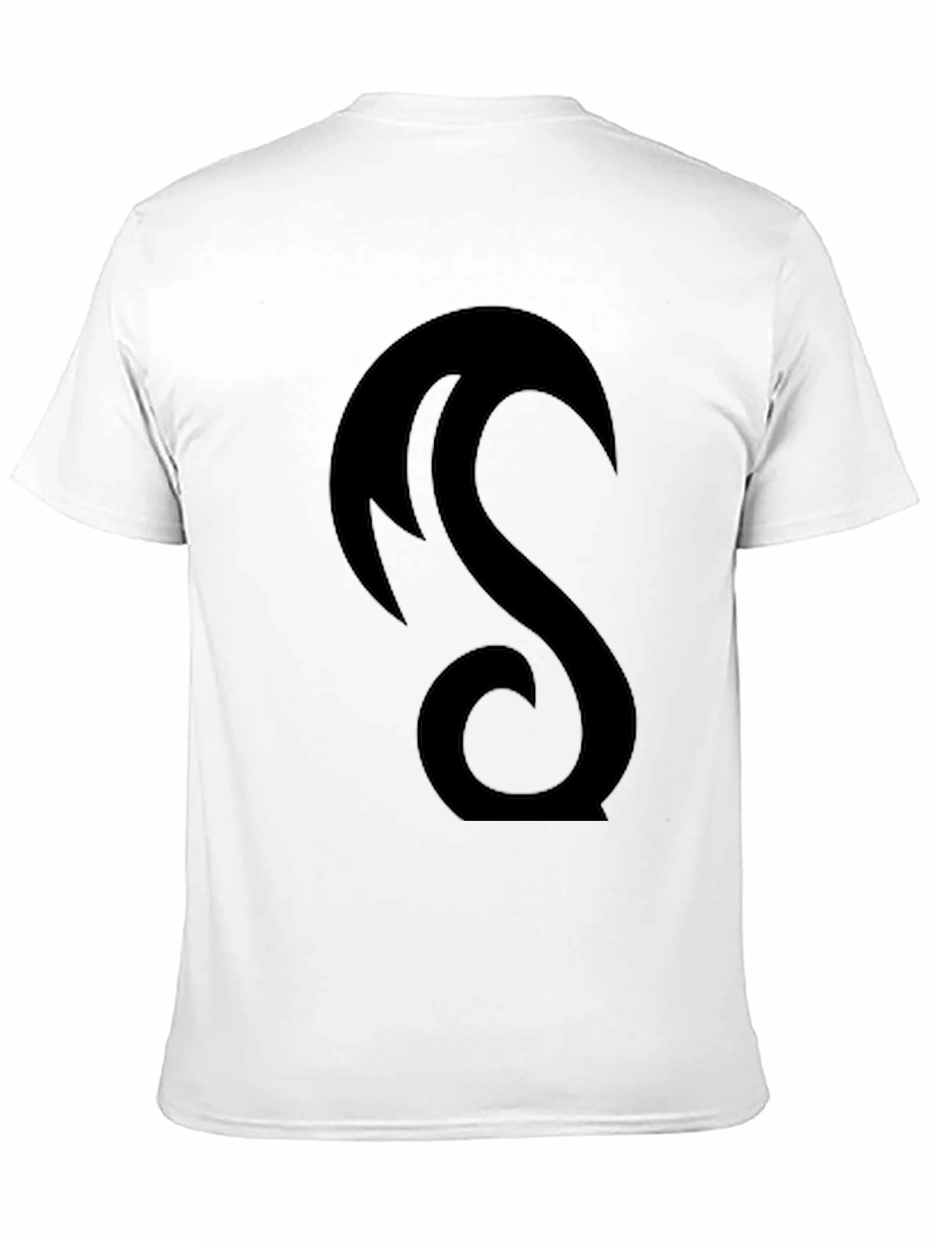 Black Tee with Abstract Crescent Design