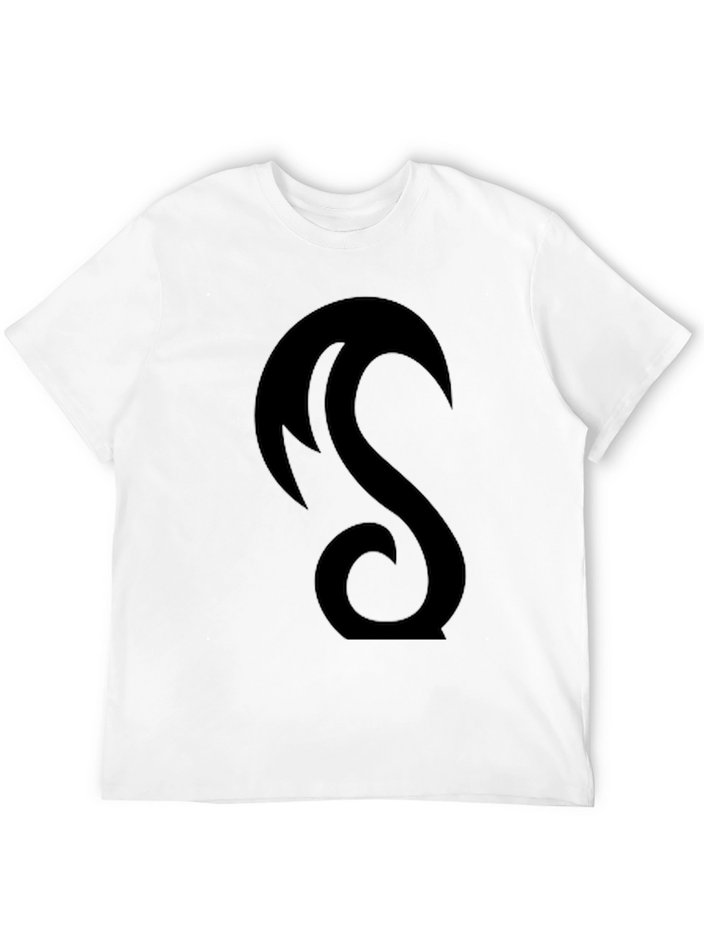 Black Tee with Abstract Crescent Design