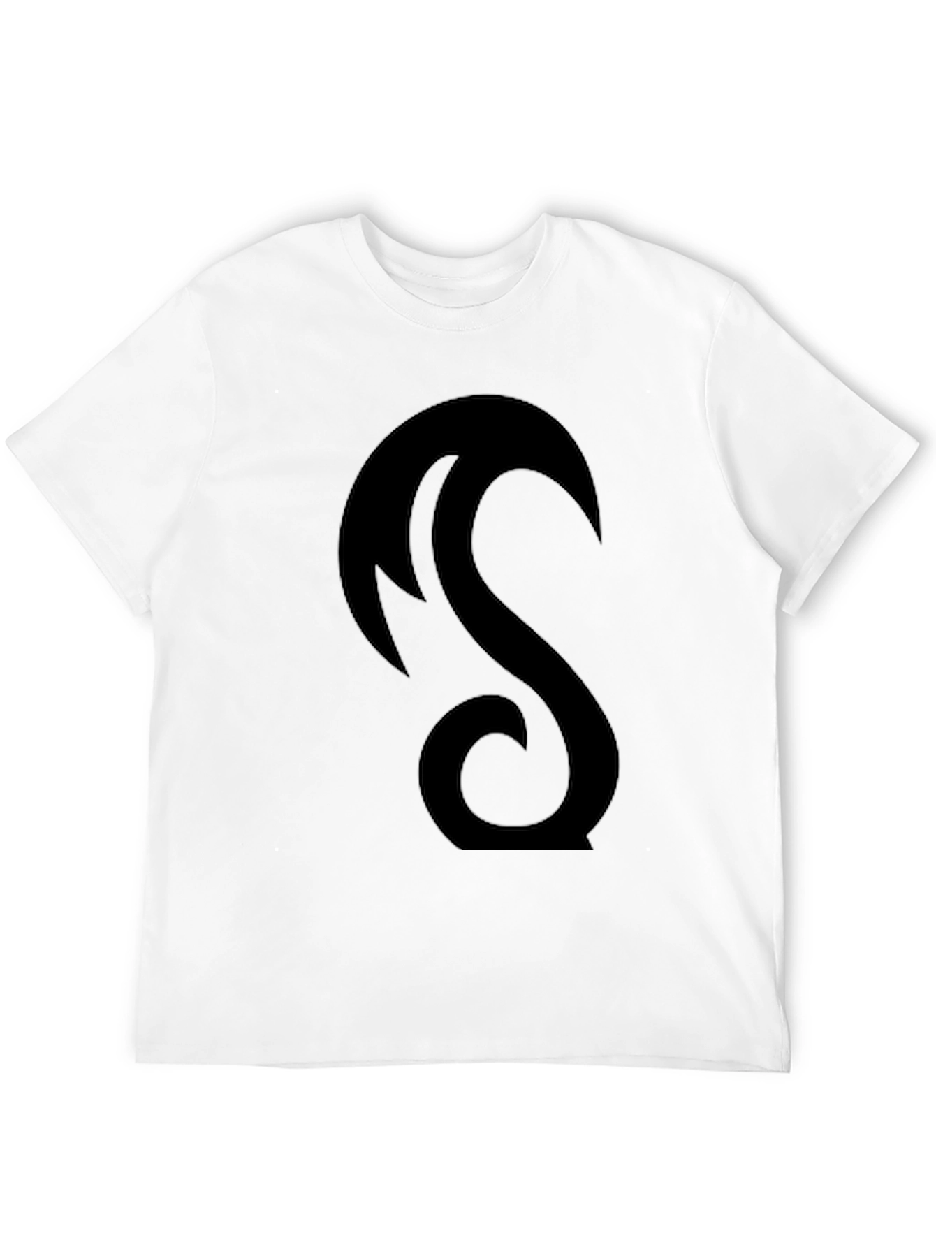 Black Tee with Abstract Crescent Design