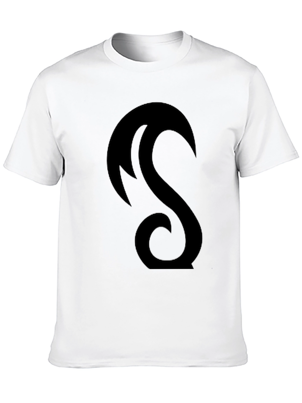 Black Tee with Abstract Crescent Design