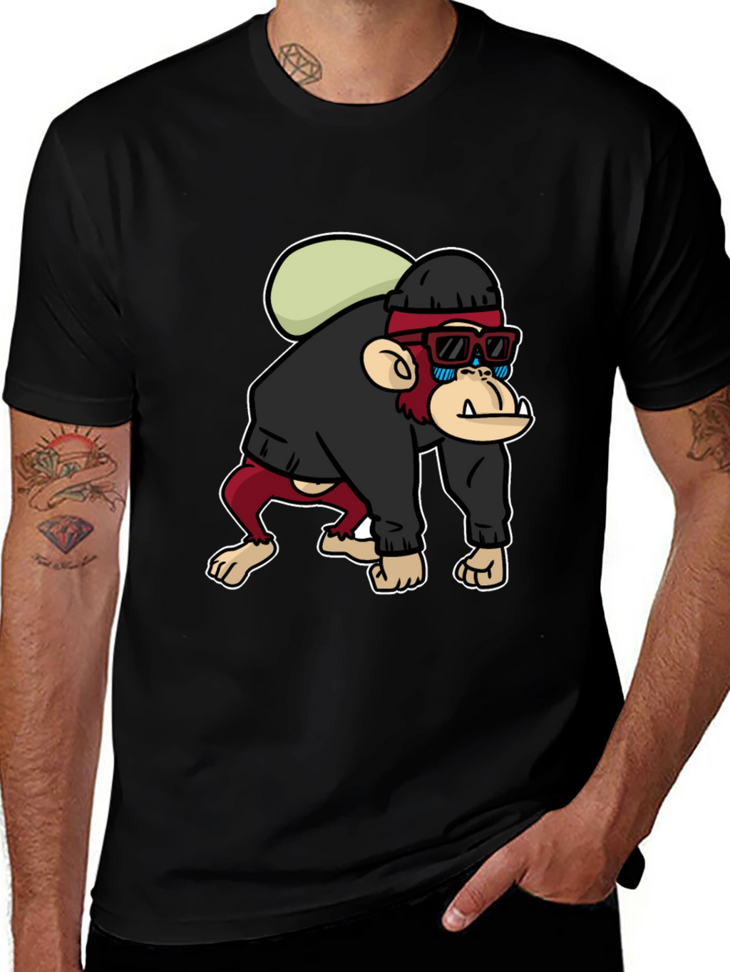 Cool Monkey Graphic T-Shirt - Black
