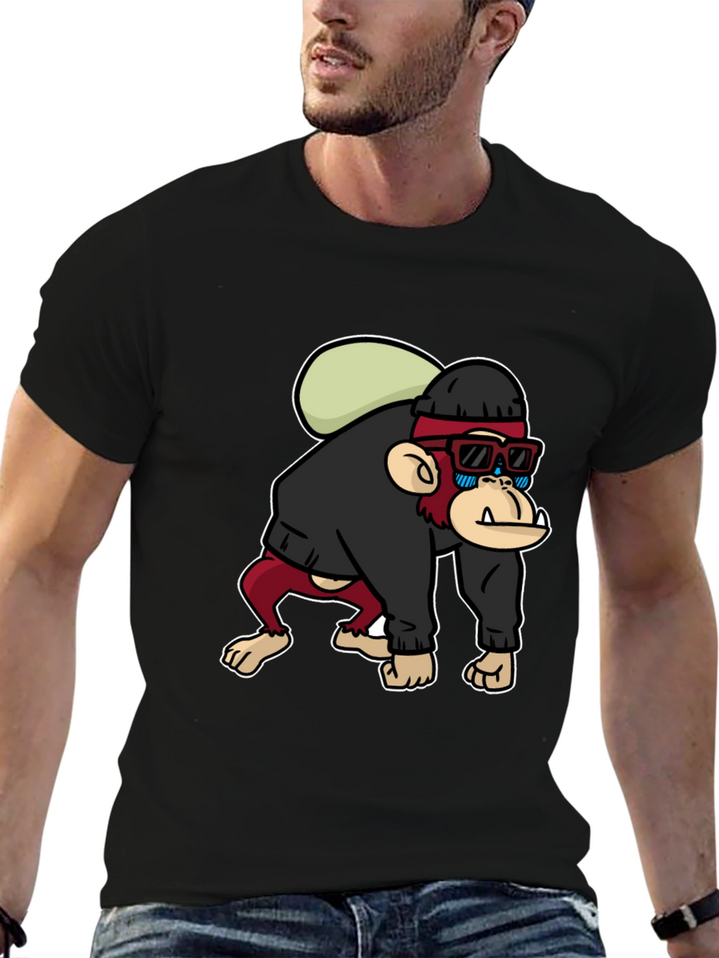 Cool Monkey Graphic T-Shirt - Black