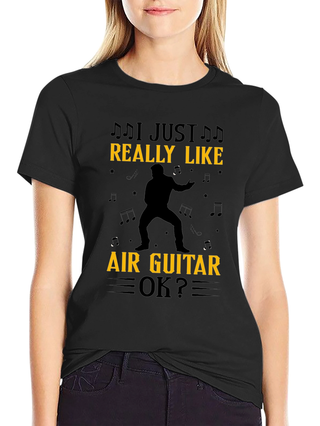 I Just Really Like Air Guitar OK? Black T-Shirt