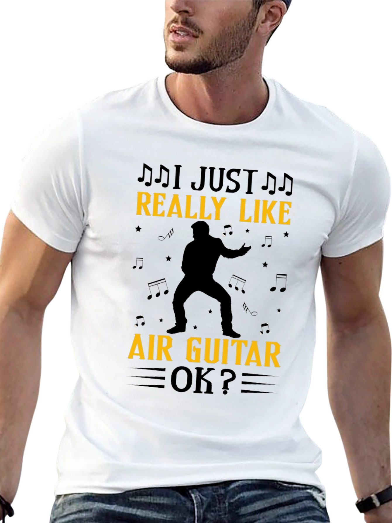 I Just Really Like Air Guitar OK? Black T-Shirt